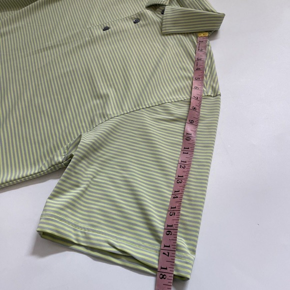 FootJoy Polo Shirt Men's‎ Large Yellow Striped FJ Short Sleeve Golf Stretchy Top - Picture 4 of 9